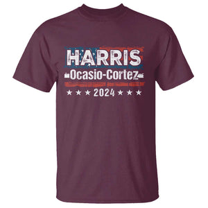 Harris Ocasio Cortez 2024 T Shirt Kamala Alexandria Supporter US President Election TS09 Maroon Print Your Wear