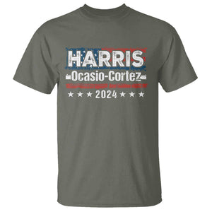 Harris Ocasio Cortez 2024 T Shirt Kamala Alexandria Supporter US President Election TS09 Military Green Print Your Wear