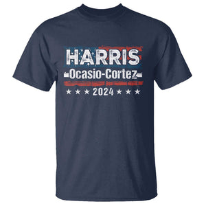 Harris Ocasio Cortez 2024 T Shirt Kamala Alexandria Supporter US President Election TS09 Navy Print Your Wear