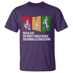 Harris Supporter T Shirt Rosa Sat So Ruby Could Walk So Kamala Could Run US President Election TS09 Purple Print Your Wear