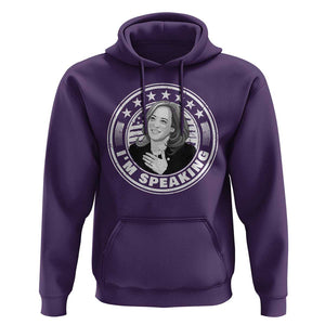 Harris Supporter Hoodie I'm Speaking Kamala Quotes Madame President TS09 Purple Print Your Wear