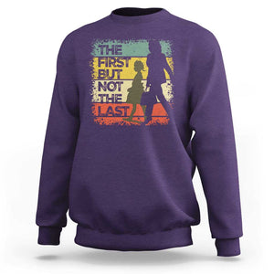 Harris Supporter Sweatshirt The First But Not The Last Kamala US President Election TS09 Purple Print Your Wear