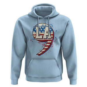 Harris Supporter Hoodie Kamala Comma La American Flag US President Election TS09 Light Blue Print Your Wear