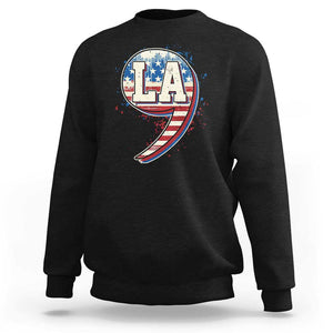 Harris Supporter Sweatshirt Kamala Comma La American Flag US President Election TS09 Black Print Your Wear