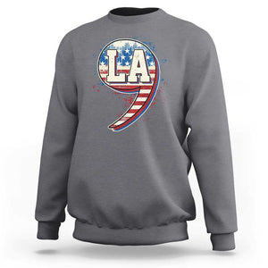 Harris Supporter Sweatshirt Kamala Comma La American Flag US President Election TS09 Charcoal Print Your Wear