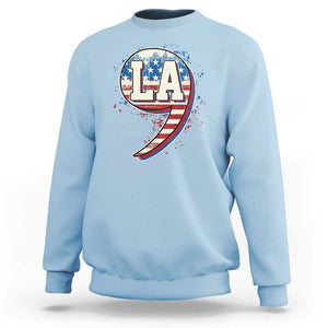 Harris Supporter Sweatshirt Kamala Comma La American Flag US President Election TS09 Light Blue Print Your Wear