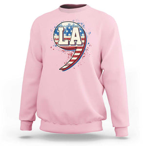 Harris Supporter Sweatshirt Kamala Comma La American Flag US President Election TS09 Light Pink Print Your Wear