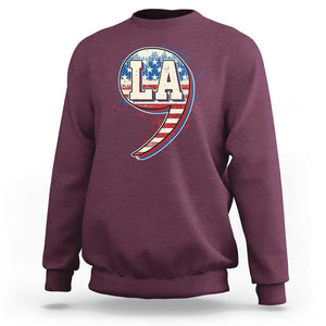 Harris Supporter Sweatshirt Kamala Comma La American Flag US President Election TS09 Maroon Print Your Wear