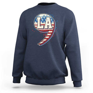 Harris Supporter Sweatshirt Kamala Comma La American Flag US President Election TS09 Navy Print Your Wear