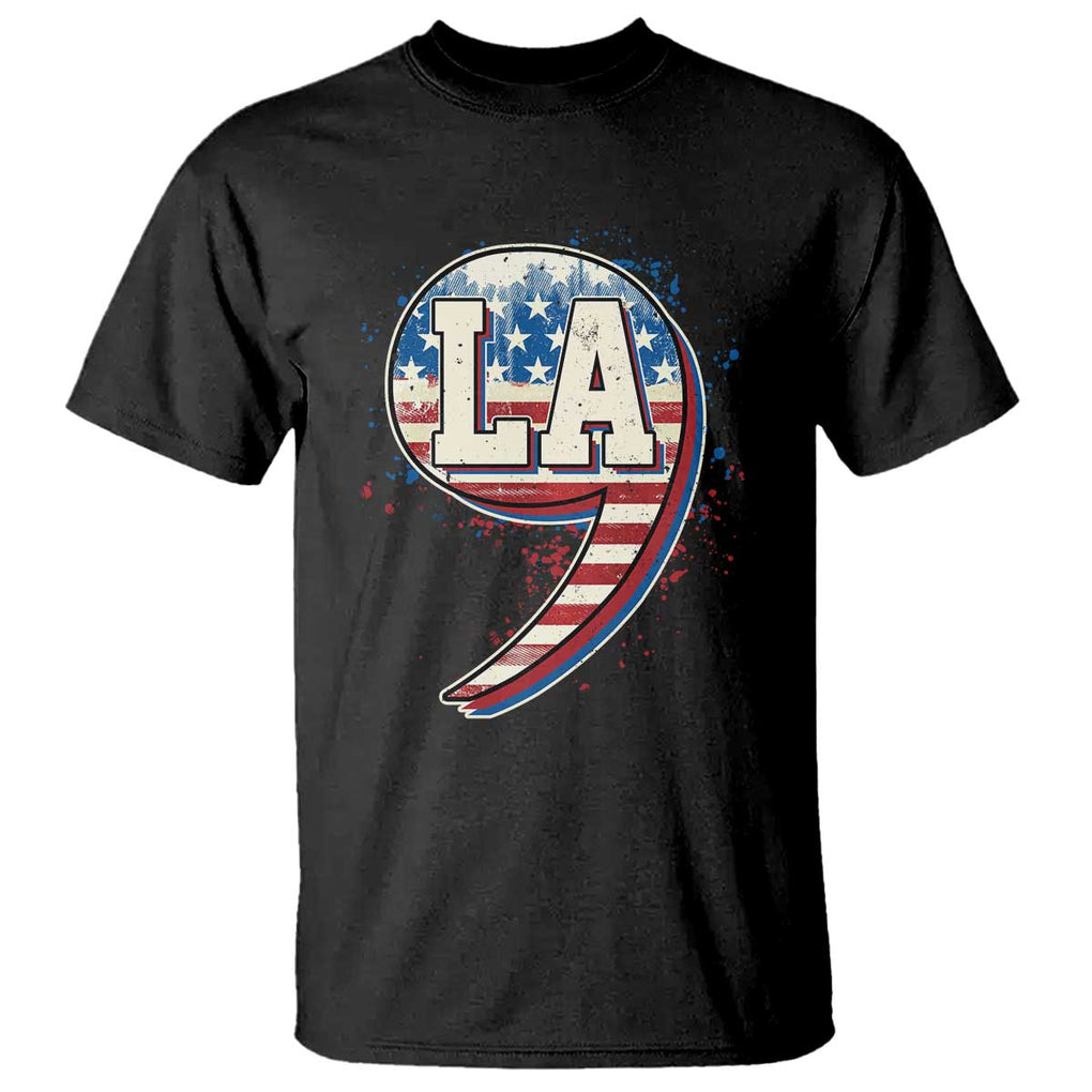 Harris Supporter T Shirt Kamala Comma La American Flag US President Election TS09 Black Print Your Wear