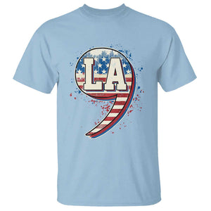 Harris Supporter T Shirt Kamala Comma La American Flag US President Election TS09 Light Blue Print Your Wear