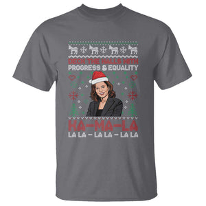 Funny Christmas Harris T Shirt Deck The Halls With Progress Equality Kamala La La TS09 Charcoal Print Your Wear