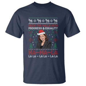 Funny Christmas Harris T Shirt Deck The Halls With Progress Equality Kamala La La TS09 Navy Print Your Wear