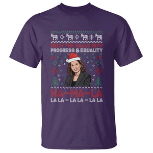 Funny Christmas Harris T Shirt Deck The Halls With Progress Equality Kamala La La TS09 Purple Print Your Wear