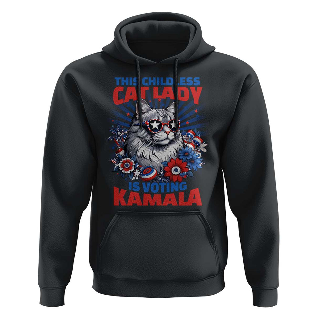 Harris Supporter Hoodie This Childless Cat Ladies is Voting Kamala TS09 Black Print Your Wear