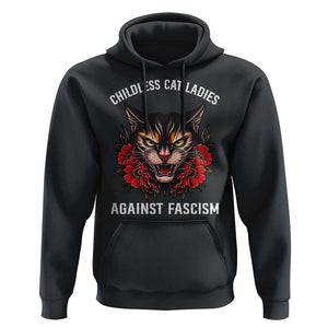 Childless Cat Ladies Hoodie Against Fascism Traditional Tattoo Cat TS09 Black Print Your Wear