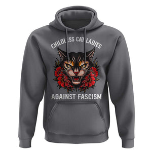 Childless Cat Ladies Hoodie Against Fascism Traditional Tattoo Cat TS09 Charcoal Print Your Wear