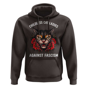 Childless Cat Ladies Hoodie Against Fascism Traditional Tattoo Cat TS09 Dark Chocolate Print Your Wear