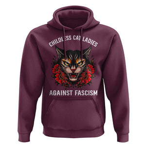 Childless Cat Ladies Hoodie Against Fascism Traditional Tattoo Cat TS09 Maroon Print Your Wear