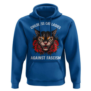 Childless Cat Ladies Hoodie Against Fascism Traditional Tattoo Cat TS09 Royal Blue Print Your Wear