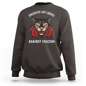 Childless Cat Ladies Sweatshirt Against Fascism Traditional Tattoo Cat TS09 Dark Chocolate Print Your Wear