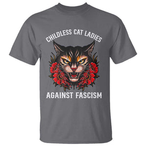 Childless Cat Ladies T Shirt Against Fascism Traditional Tattoo Cat TS09 Charcoal Print Your Wear