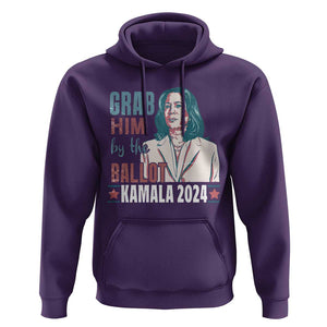 Funny Harris Election 2024 Hoodie Grab Him By The Ballot Kamala Support TS09 Purple Print Your Wear