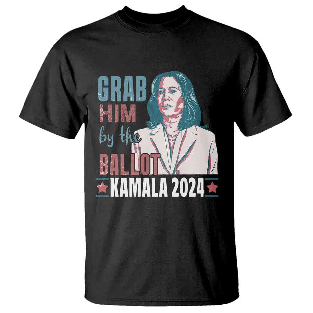 Funny Harris Election 2024 T Shirt Grab Him By The Ballot Kamala Support TS09 Black Print Your Wear