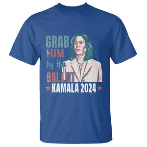 Funny Harris Election 2024 T Shirt Grab Him By The Ballot Kamala Support TS09 Royal Blue Print Your Wear