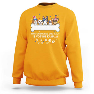 Childless Dog Lady Is Voting For Kamala Sweatshirt Harris Madam President 2024 Supporter TS09 Gold Print Your Wear