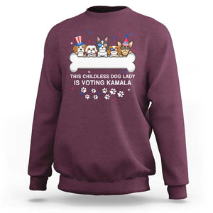 Childless Dog Lady Is Voting For Kamala Sweatshirt Harris Madam President 2024 Supporter TS09 Maroon Print Your Wear