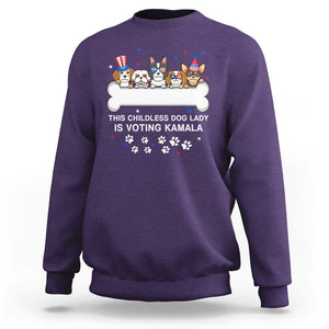 Childless Dog Lady Is Voting For Kamala Sweatshirt Harris Madam President 2024 Supporter TS09 Purple Print Your Wear