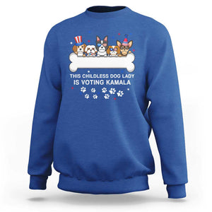 Childless Dog Lady Is Voting For Kamala Sweatshirt Harris Madam President 2024 Supporter TS09 Royal Blue Print Your Wear