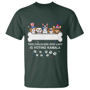 Childless Dog Lady Is Voting For Kamala T Shirt Harris Madam President 2024 Supporter TS09 Dark Forest Green Print Your Wear