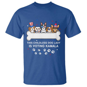 Childless Dog Lady Is Voting For Kamala T Shirt Harris Madam President 2024 Supporter TS09 Royal Blue Print Your Wear