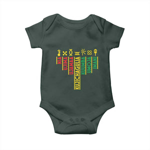 African American 7 Principles Of Kwanzaa Baby Onesie TS09 Dark Forest Green Print Your Wear