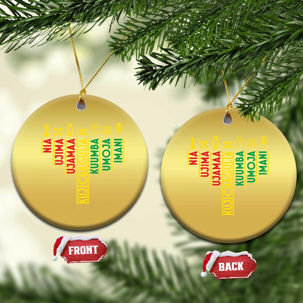 African American 7 Principles Of Kwanzaa Christmas Ornament TS09 Circle Gold Print Your Wear