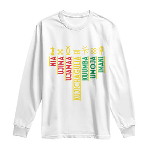 African American 7 Principles Of Kwanzaa Long Sleeve Shirt TS09 White Print Your Wear