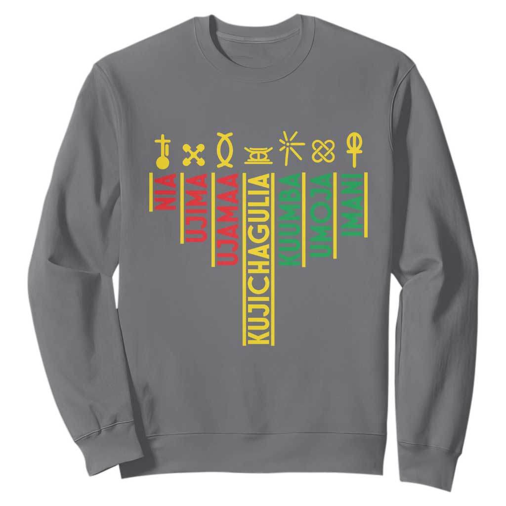 African American 7 Principles Of Kwanzaa Sweatshirt TS09 Charcoal Print Your Wear