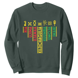 African American 7 Principles Of Kwanzaa Sweatshirt TS09 Dark Forest Green Print Your Wear