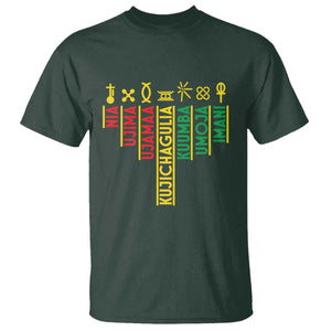 African American 7 Principles Of Kwanzaa T Shirt TS09 Dark Forest Green Print Your Wear