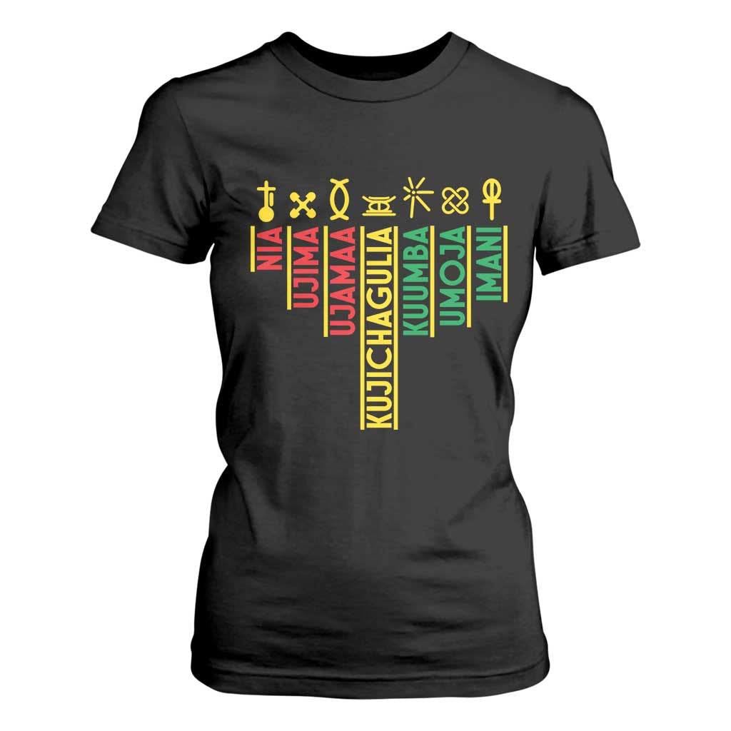 African American 7 Principles Of Kwanzaa T Shirt For Women TS09 Black Print Your Wear