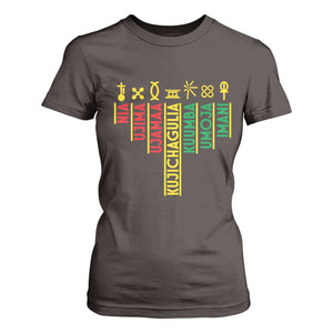 African American 7 Principles Of Kwanzaa T Shirt For Women TS09 Dark Chocolate Print Your Wear