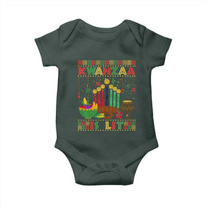 African American Kwanzaa Is Lit Baby Onesie TS09 Dark Forest Green Print Your Wear