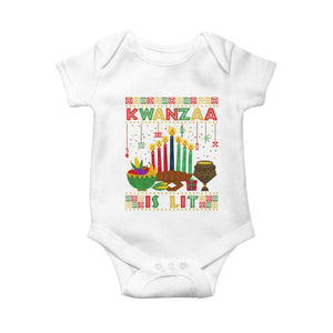 African American Kwanzaa Is Lit Baby Onesie TS09 White Print Your Wear