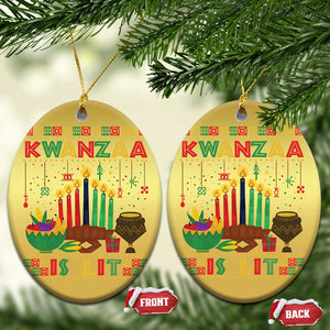 African American Kwanzaa Is Lit Christmas Ornament TS09 Oval Gold Print Your Wear