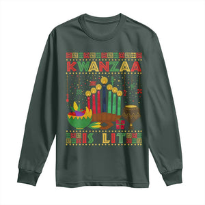 African American Kwanzaa Is Lit Long Sleeve Shirt TS09 Dark Forest Green Print Your Wear