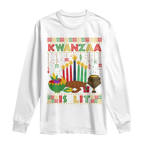 African American Kwanzaa Is Lit Long Sleeve Shirt TS09 White Print Your Wear