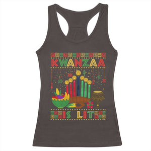 African American Kwanzaa Is Lit Racerback Tank Top TS09 Dark Chocolate Print Your Wear