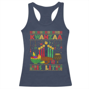 African American Kwanzaa Is Lit Racerback Tank Top TS09 Navy Print Your Wear